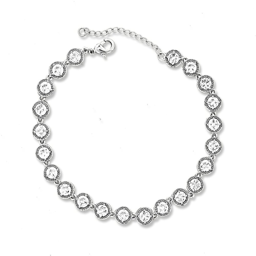 Silver  Beach Tennis Bracelet, 6-8 " Adjustable CZ Stones, Best Gift for her